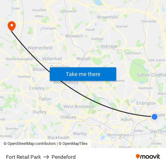 Fort Retail Park to Pendeford map