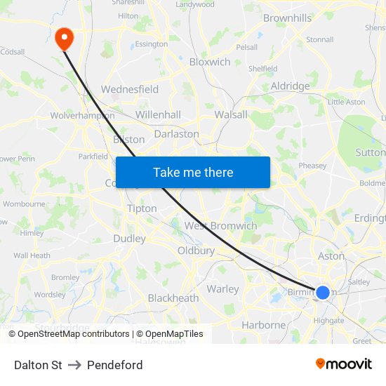 Dalton St to Pendeford map