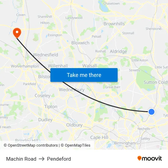 Machin Road to Pendeford map