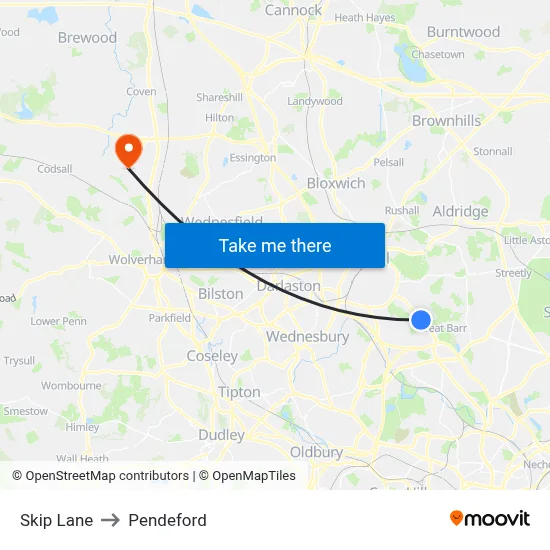Skip Lane to Pendeford map