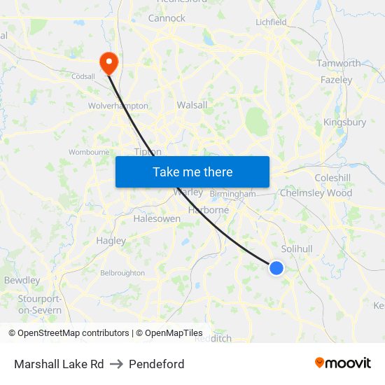 Marshall Lake Rd to Pendeford map