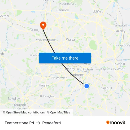 Featherstone Rd to Pendeford map