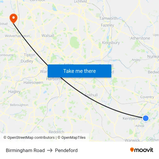 Birmingham Road to Pendeford map