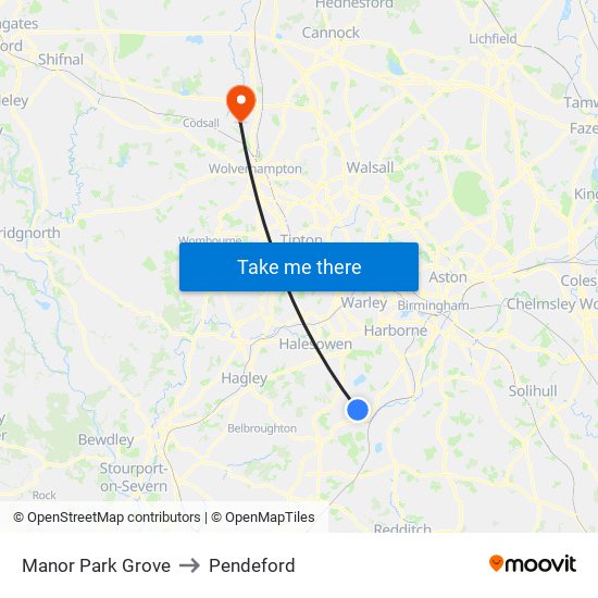 Manor Park Grove to Pendeford map