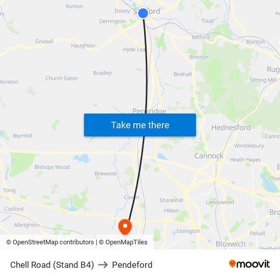 Chell Road (Stand B4) to Pendeford map