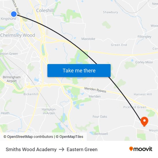 Smiths Wood Academy to Eastern Green map