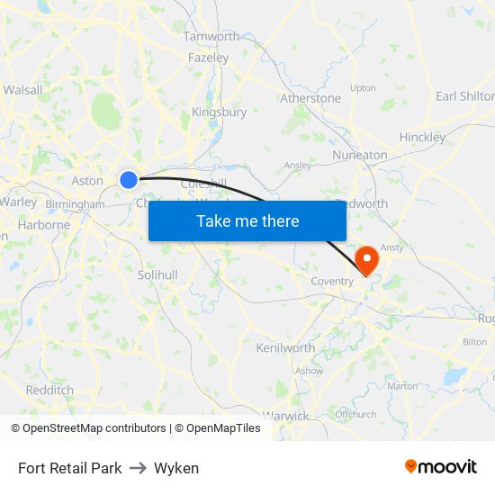 Fort Retail Park to Wyken map