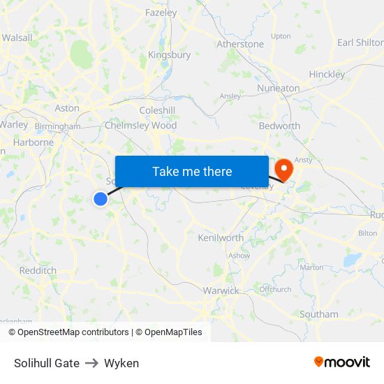 Solihull Gate to Wyken map