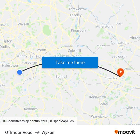 Offmoor Road to Wyken map