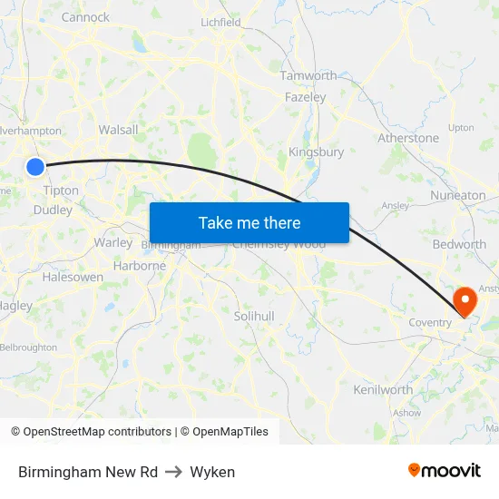 Birmingham New Rd to Wyken map