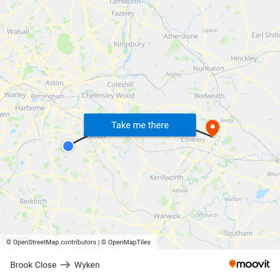 Brook Close to Wyken map