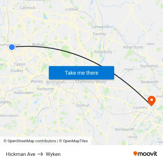 Hickman Ave to Wyken map