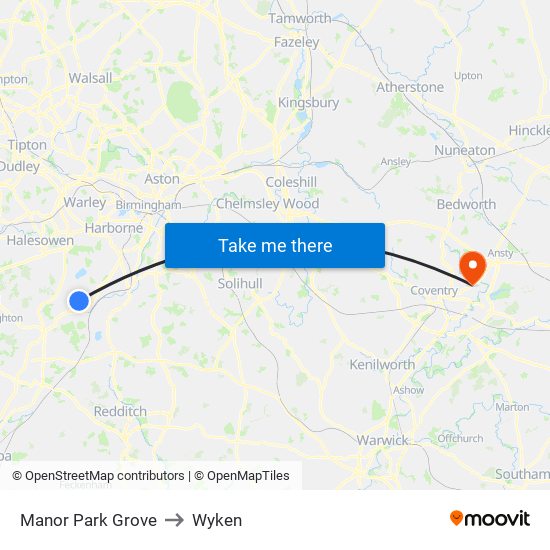 Manor Park Grove to Wyken map