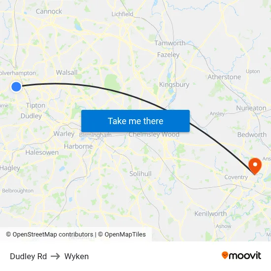 Dudley Rd to Wyken map