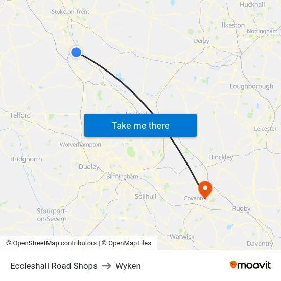 Eccleshall Road Shops to Wyken map
