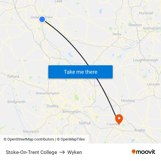 Stoke-On-Trent College to Wyken map