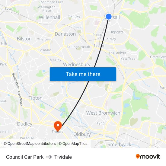 Council Car Park to Tividale map