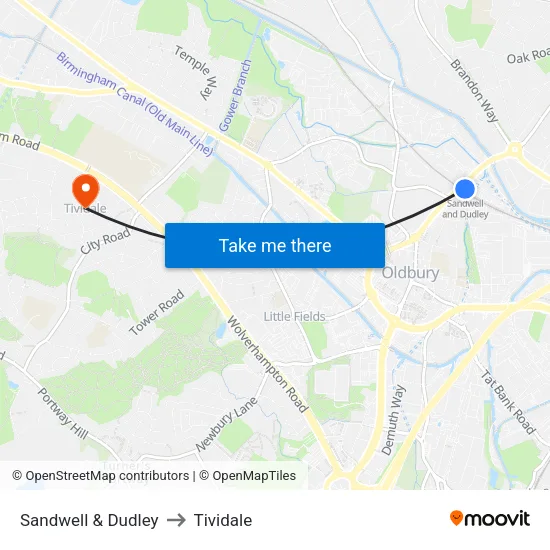 Sandwell & Dudley to Tividale map