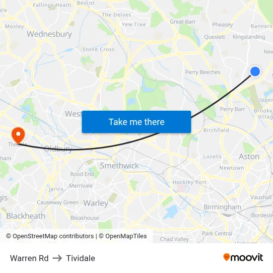 Warren Rd to Tividale map