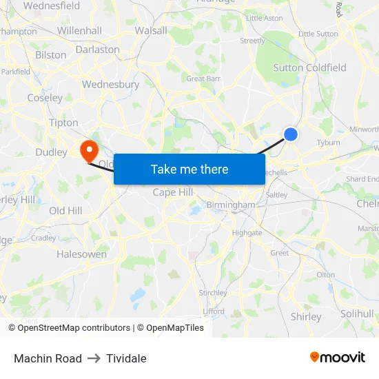 Machin Road to Tividale map