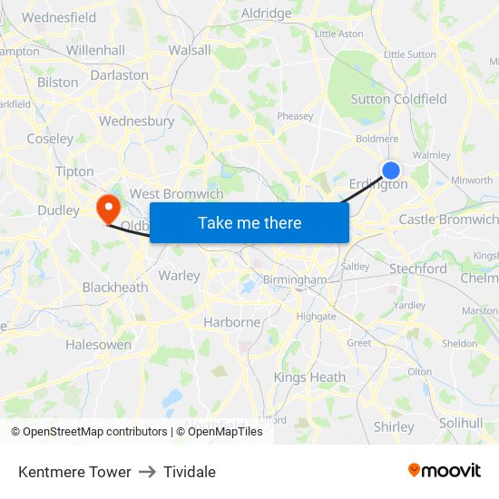 Kentmere Tower to Tividale map