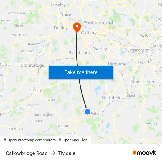 Callowbridge Road to Tividale map