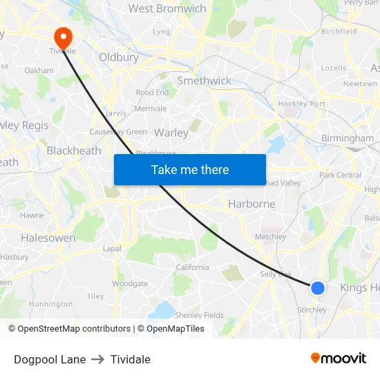 Dogpool Lane to Tividale map