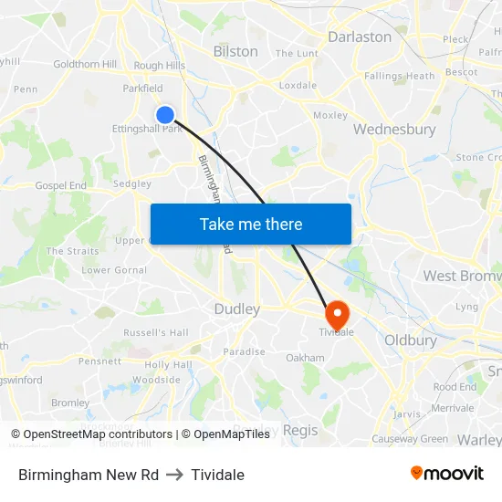 Birmingham New Rd to Tividale map