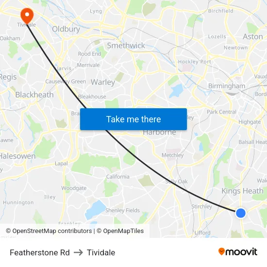 Featherstone Rd to Tividale map
