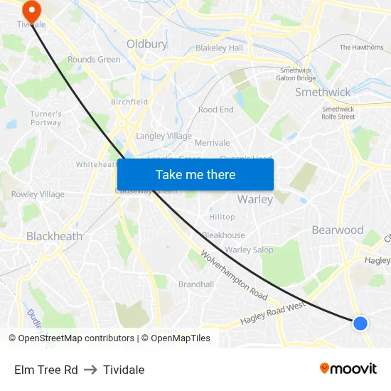 Elm Tree Rd to Tividale map