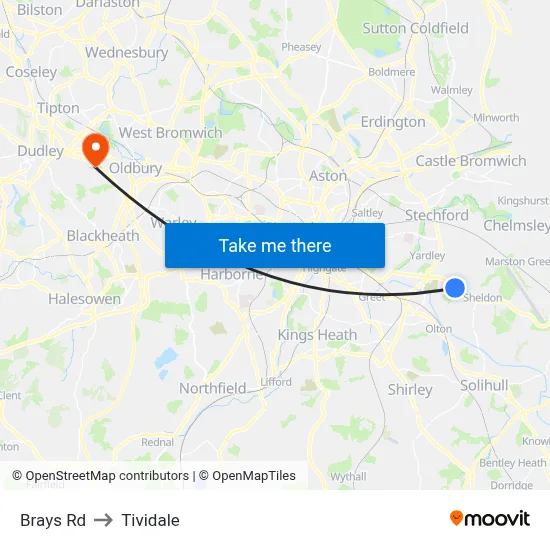 Brays Rd to Tividale map