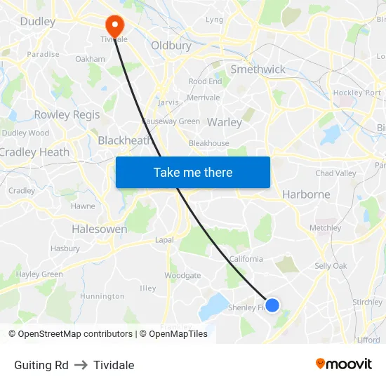 Guiting Rd to Tividale map
