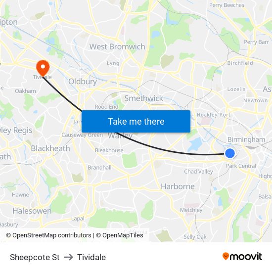 Sheepcote St to Tividale map