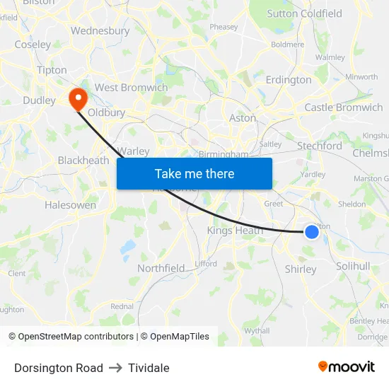 Dorsington Road to Tividale map