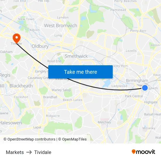Markets to Tividale map