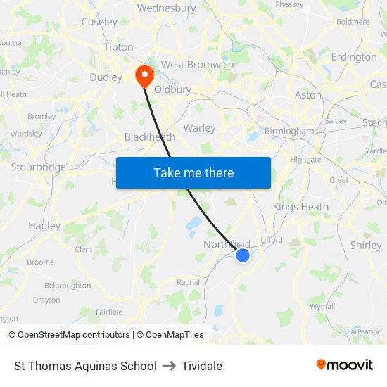 St Thomas Aquinas School to Tividale map