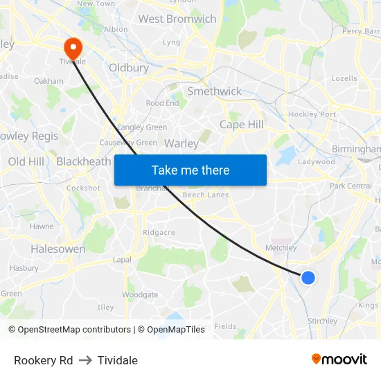 Rookery Road to Tividale map