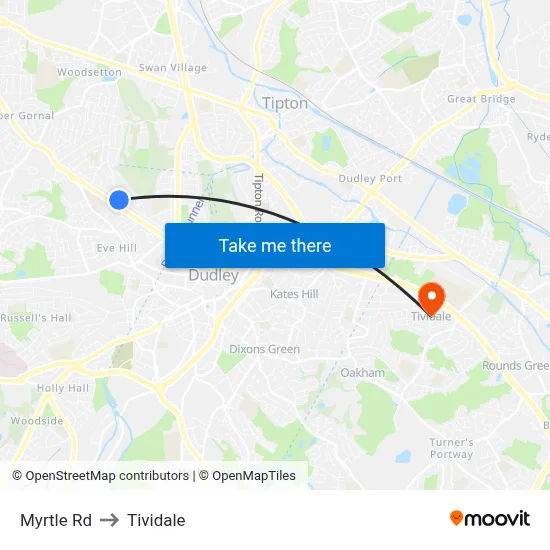 Myrtle Rd to Tividale map