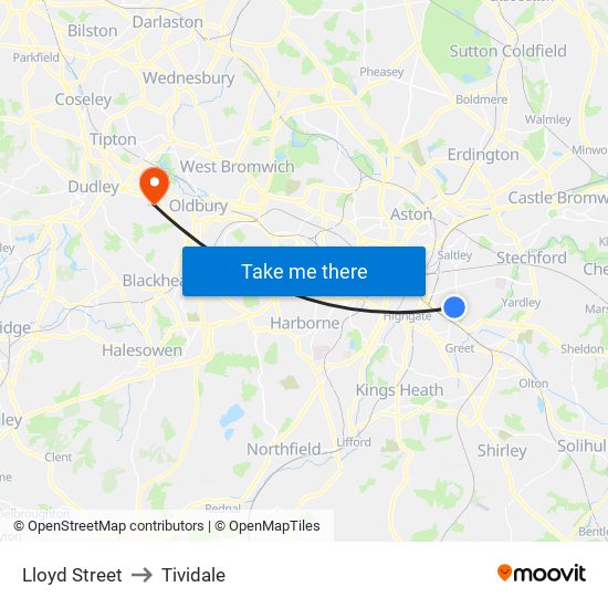 Lloyd Street to Tividale map