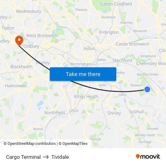 Cargo Terminal to Tividale map