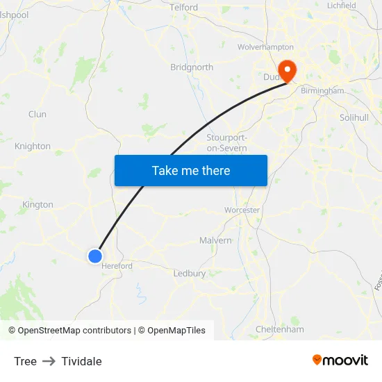 Tree to Tividale map