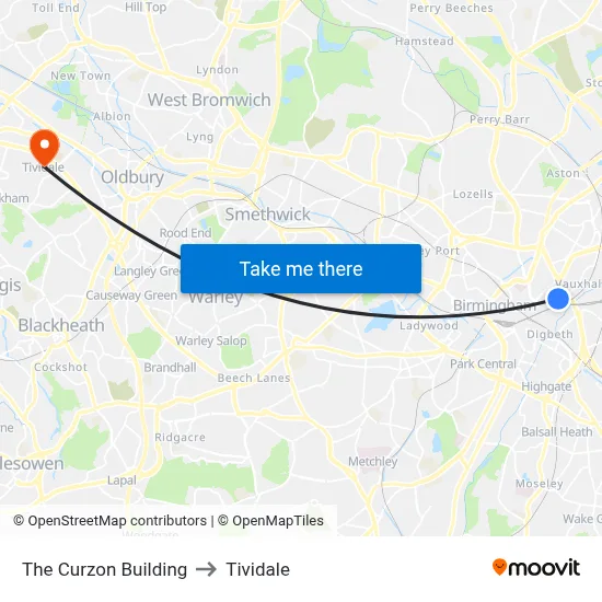 The Curzon Building to Tividale map