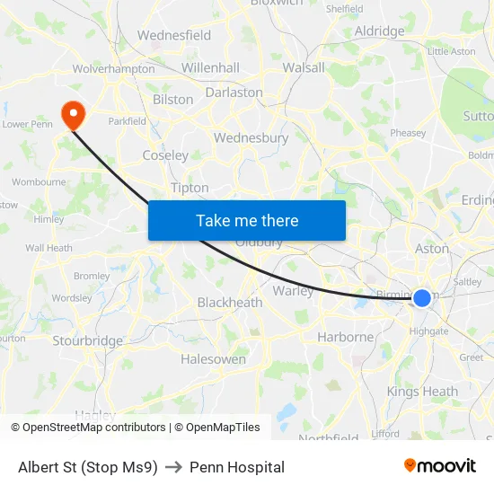 Albert St to Penn Hospital map