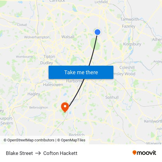 Blake Street to Cofton Hackett map