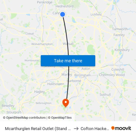 Mcarthurglen Retail Outlet (Stand C) to Cofton Hackett map