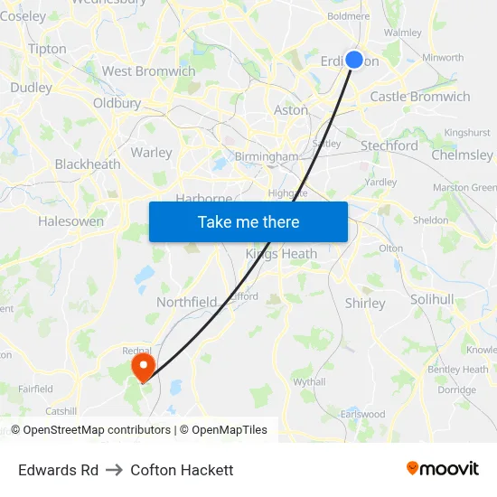 Edwards Rd to Cofton Hackett map