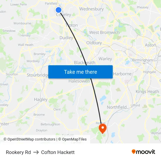 Rookery Rd to Cofton Hackett map