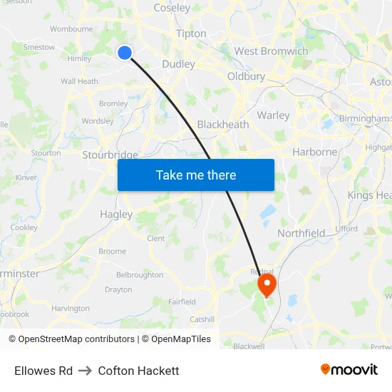 Ellowes Rd to Cofton Hackett map