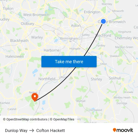 Dunlop Way to Cofton Hackett map
