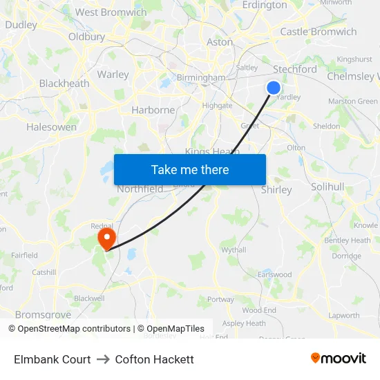 Elmbank Court to Cofton Hackett map